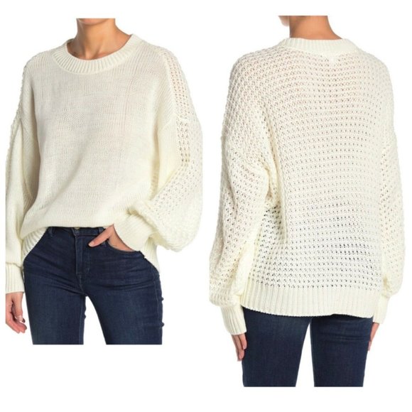 ABOUND Ivory Long Blouson Sleeve Crew Neck Sweater - Picture 1 of 8